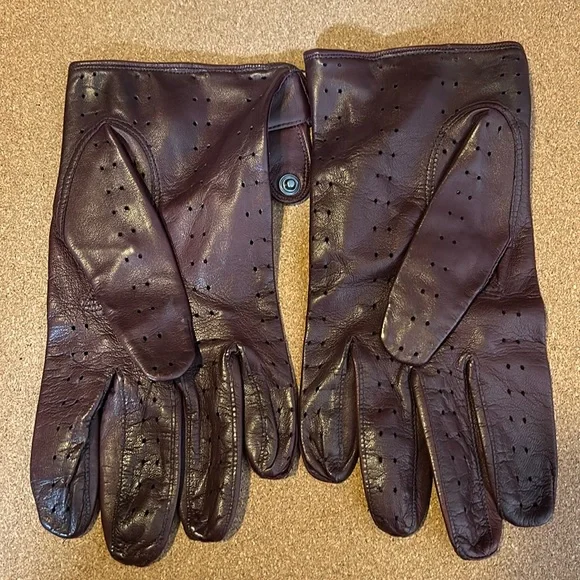 Sermoneta Gloves Full Finger Burgundy Kid Leather Driving Gloves
